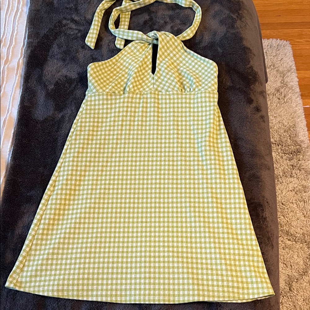 Altar'd State Green Gingham Halter Dress